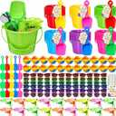 Tanlade 36 Sets End of Year Sand Bucket Gifts for Kids 252 Pcs Summer Beach Party Favors Mini Beach Balls, Water Guns, Sand Buckets, Shovels, Neon Sunglasses, Cards, Ropes for Graduation Gifts