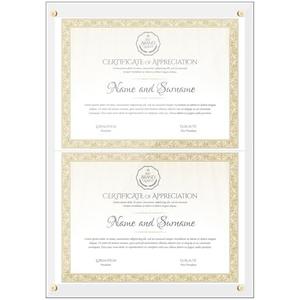 Briwooody 14 x 20 Acrylic Double Diploma Frame for Two 8.5 x 11 Diplomas, Certificates, Degrees, Documents Wall Mount Picture Frame Self Adhesive Floating Frameless Photo Display(Clear)