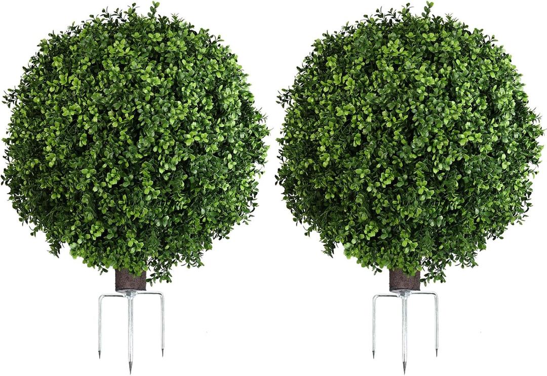 QIANYUN Artificial Boxwood Ball Bush-30inch Faux Boxwood Decorative Balls for Backyard, Balcony,Garden, Wedding and Home Dcor (2, 30inch)