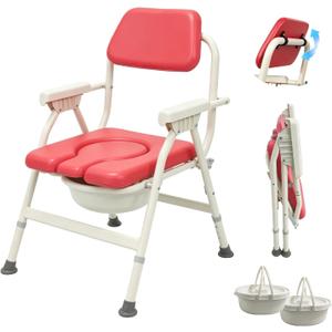 Foldable Bedside Commode,304 Steel Portable Toilet for Adults