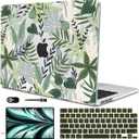 for MacBook Air 13 inch Case 2026 M5 A3449 2025 M4 A3240 2024 M3 A3113 2022 2023 A2681 M2 Chip, Plastic Pattern Hard Shell Case Cover for Mac Air 13.6 M5 2026 Touch ID, Tropical Green Leaves