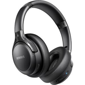 BERIBES Bluetooth Headphones Over Ear, 65H Playtime and 6 EQ Music Modes Wireless Headphones with Microphone, HiFi Stereo Foldable Lightweight Headset, Deep Bass for Home Office Cellphone PC Ect. Black
