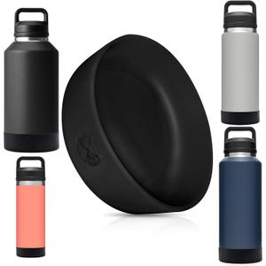 One MissionX Protective Silicone Boot for YETI 46oz 36oz 26oz 18/12oz, Owala 32oz 24oz Bottles & Yonder Water Bottles, Anti-Slip Bottom Sleeve Cover, BPA Free (Black, Fits 64 oz)