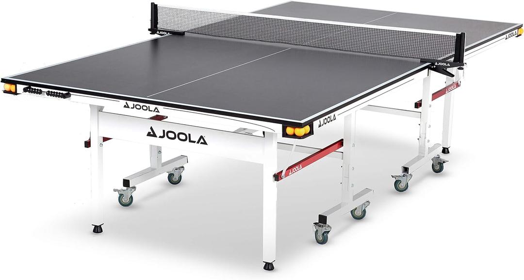JOOLA Rally TL Professional MDF Indoor Ping Pong Table w/Quick Clamp Table Tennis Net & Post Set - 10 Minute Easy Assembly - Corner Ball Holders - Tournament Quality - Includes Playback Mode (18mm, Standard)