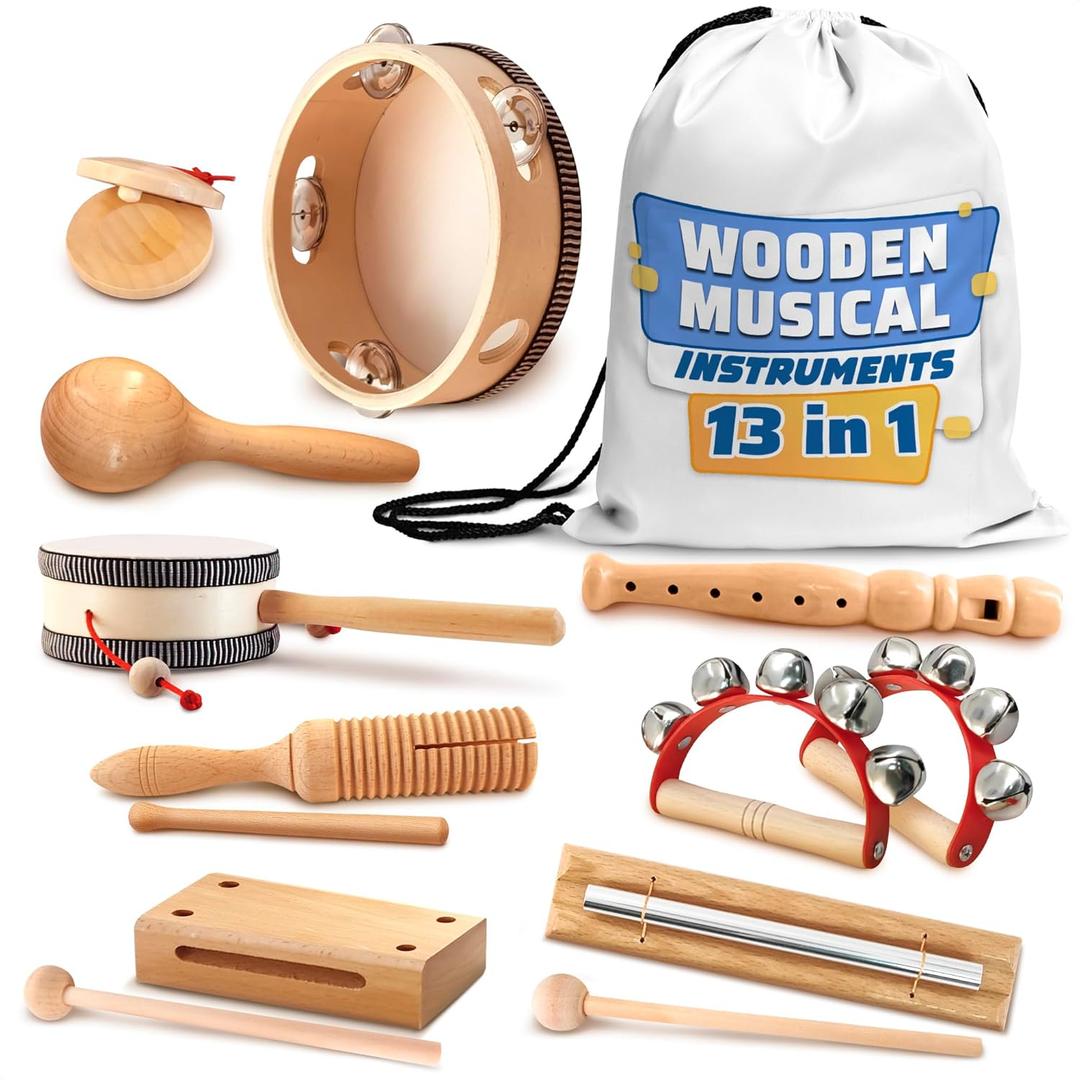 Percussion Instruments for Adults 13-Piece Music Instruments Kit with Durable Storage Bag Enhances Rhythm and Coordination, Percussion Instrument | Gift for Music-Loving Families & Group Sessions