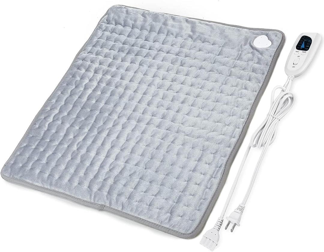 Heating Pad,Electric Heating Pads for Back,Hot Heated Pad for Abdomen,Shoulder,Knee,Multiple Temp and Auto Shut Off(Silver, 20''24'')