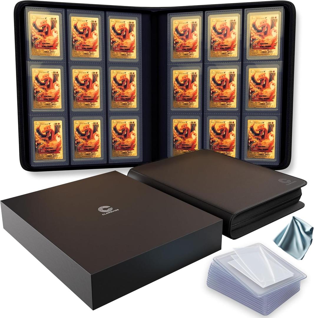 Toploader Binder for Trading Cards & Sports Cards | Top Loader Binder for Cards with Care Kit | 252 Pockets 25 Toploaders & Penny Sleeves | Trading Card Binder - Pokemon, Yugi-Oh & More