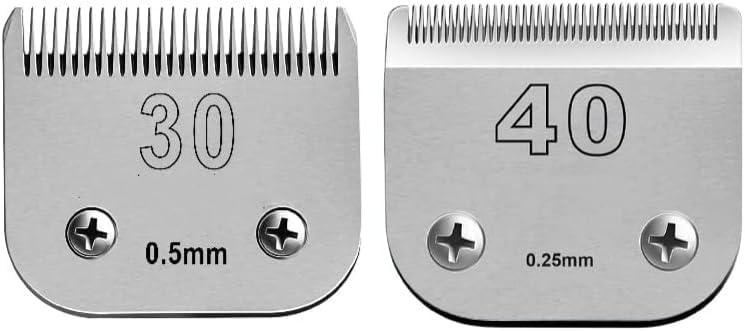 VALLNEIsize 40/30 Detachable Pet Dog Grooming Ceramic Blades Compatible with Oster A5,Wahl KM10 Series Clipper,Cut Length 1/100 to 1/50 in,2 Count