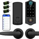 Smart Fingerprint Door Lock, Keyless Entry Deadbolt, Full App Control Biometric Lock, Electronic Digital Touchscreen Keypad, Auto Lock, Easy Install, Black