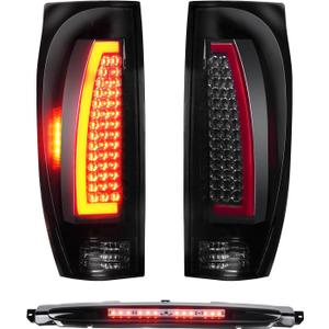 Tresound Tail Light + 3rd Brake Lamp for Chevy Avalanche 1500 2500 2002-2006, Third High Mount Stop Light Rear LED Taillight Assembly, 15771437, 15092493 (Chrome Housing Smoked Lens)