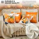 Gnomes Pumpkin Happy Fall Throw Pillow Covers 20x20 Set of 4 Burnt Orange Rust Modern Farmhouse Happy Autumn Maple Leaf Decorations for Sofa Couch Porch Bed Living Room