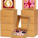 80 Pack 4x4x2 Bakery Treat boxes Cookies Boxes Mini Baking Boxes for Cake,Pie, Cinnamon Roll Treat,Chocolate Truffle Box Party Wedding Favor (Brown)
