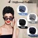 JenPen 4 Pcs Chemo Turban Headwear for Women Soft Cancer Cap Flower Turban Elastic Head Wrap for Cancer Patients Hair Loss