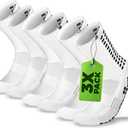 Lux Dual Grip Socks - Soccer Grip Socks for Men and Women. GripArray Performance & Comfort (Large, White (3 Packs))