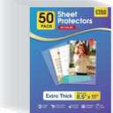 KTRIO No Holes Sheet Protectors 8.5 x 11 Inch Heavy Duty Clear Page Protectors, Plastic Paper Document Sleeves, Letter Size, Top Loading, Acid Free, 50 Pack