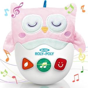WOWOHAGE Baby Toys 0-6-12 Months, Plush Owl Stuffed Animal Musical Toys with Light & Sounds, Infant Roly-Poly Sensory Toy, Baby Shower Birthday Valentines Day Easter Egg Gift for Newborn Boys & Girls