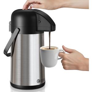 Coffee Carafe for Keeping Hot - 64oz/1.9L Airpot Coffee Dispenser with Pump - Insulated Stainless Steel Hot Beverage Dispenser for Parties - Thermal Carafe for Hot Drinks Water Tea Chocolate