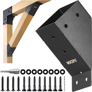 4pack 45 Degree Angle Support Bracket, for 4x4 (Actual 3.5''x3.5'') Pergolas, Gazebo, Deck Porch, Cabin Elevated Wood Support Bracket Support kit (Frosted-Black)