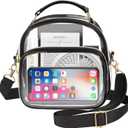 MoKo Clear Bag Stadium Approved for Women, Large Capicity Crossbody Bag with 2 Pockets and Zipper (Medium, Black)