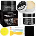 SEISSO Leather Repair Kit for Furniture, Black Vinyl Repair Kit with Mink Oil, Car Interior Leather Recoloring Balm for Scratches, Fading Shoes, Car Seat, Sofa