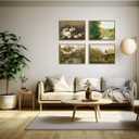 LANCHI95 Framed Canvas Wall Art Vintage Decor, Classical Oil Painting Canvas Prints Champ fleuri, Vintage Wall Art for Home Room Bathroom Decor (Flower 1, 12x16 inch)