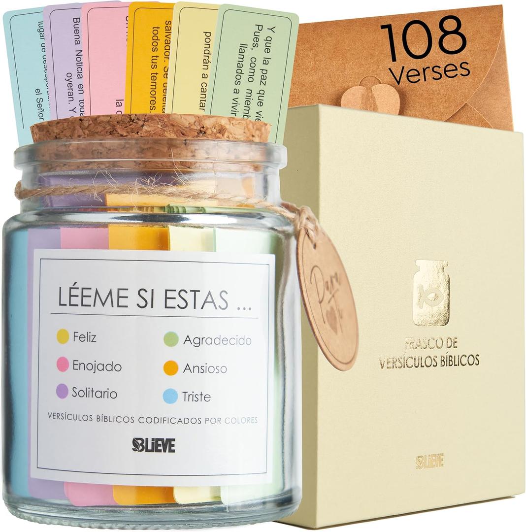 BLIEVE- Leeme Cuando Tarro De Versiculos Biblicos, Bible Verse Jar, Read Me When Spanish Bible Verses, Regalos Cristianos, Gifts For Women and Men, Religious Graduation Gifts (Espaol)