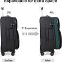 Hanke 3 Piece Luggage Sets Softside Expandable Carry On Luggage Set Travel Suitcase Sets with Spinner Wheels TSA Approved Luggage(Black, 20in/24in/28in), 3 Pc Set