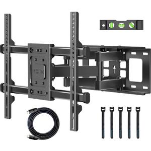 BONTEC Full Motion TV Wall Mount for 37-84 Inch TVs, Hold up to 132lbs, Max VESA 600x400mm, Swivel Tilt Dual Arms, Adjustable Viewing Angle, Fits 16" Wood Studs, Easy Assembly
