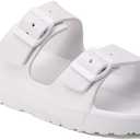 Trendy Summer EVA Women's Slippers Non-Slip Plus Size Cloud Slippers Home Bedroom Shower Sandals Indoor Outdoor Women's Buckle Opening Comfortable Flip Flops Flats Walking Shoes Footwear (8 Wide, White)