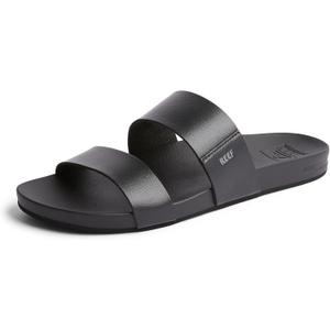 Reef Women's Sandals Cushion Bounce Vista | Vegan Leather Slides for Women with Cushion Bounce Footbed | Black | Size 6