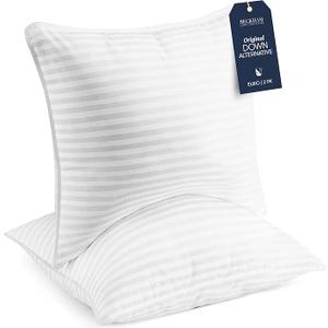 Beckham Hotel Collection Euro Size Throw Pillows (Set of 2), 26 x 26 Down Alternative Pillow Insert for Bed, Couch, and Sofa