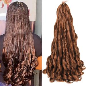 French Curly Braiding Hair 24 Inch 8 Packs - Pre Stretched Bouncy Braiding Hair- Loose Wavy Synthetic Hair Extensions For Black Women (24 inch 8 Packs, 30)