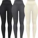 OVESPORT 3 Pack Tie Dye Seamless High Waisted Workout Leggings for Women Scrunch Butt Lifting Yoga Gym Athletic Pants (Large, Solid-black/Gray/White)