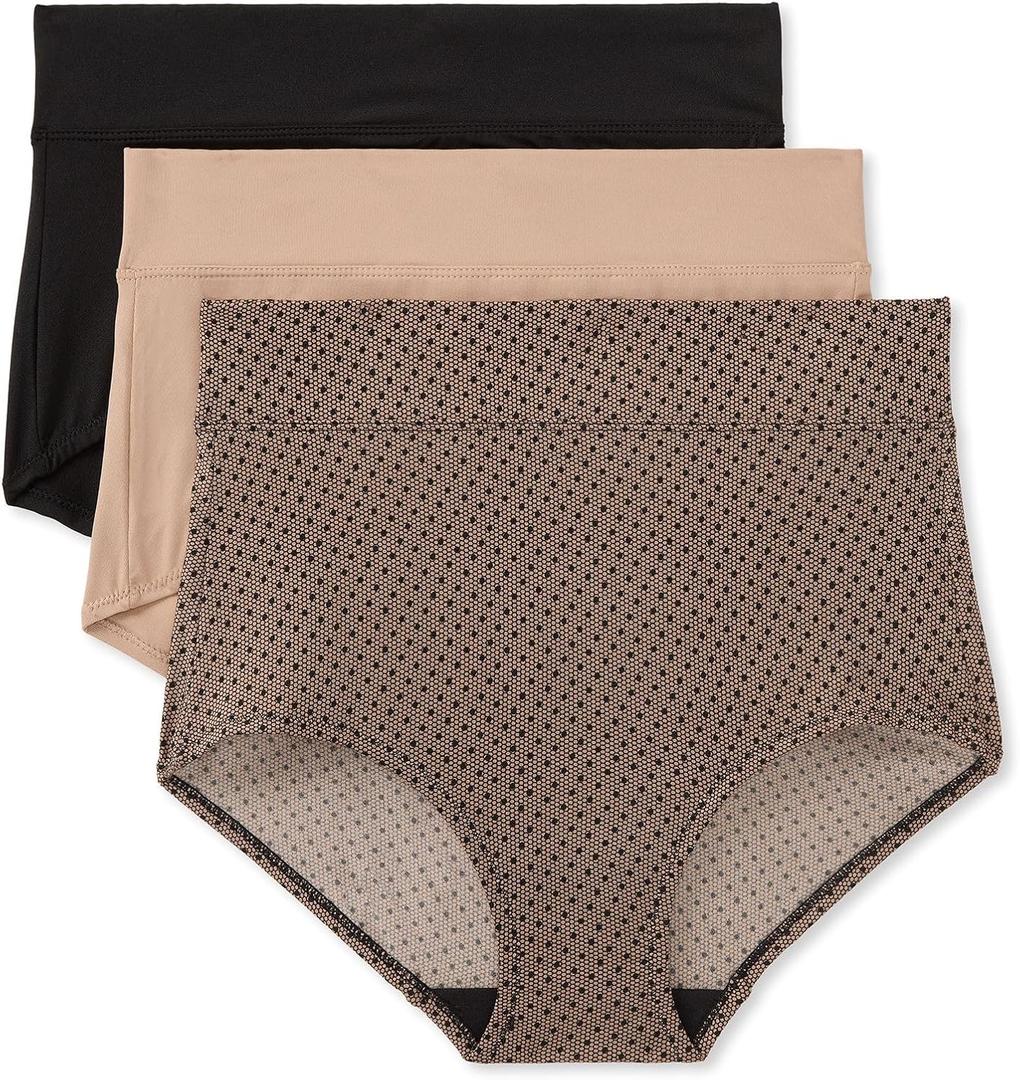 Warner's Women's Blissful Benefits Dig-free Microfiber Brief 3-pack Rs9043w, Large