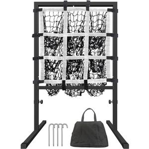 Queension 9 Hole Pitching Net with Strike Zone, Adjustable Height Powernet Baseball Nets with Target Pockets for Batting, Pitching Target Softball Baseball Training Equipment for Hitting (Black)