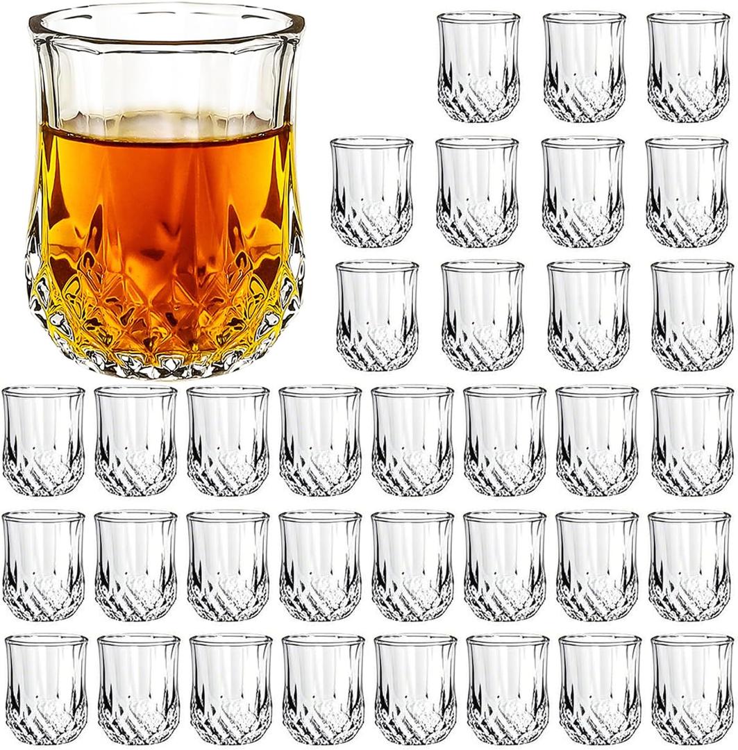 INFTYLE Shot Glasses Set of 36-1.5oz Clear Glasses Shot Glass Set with Heavy Base Whiskey Glasses Great for Vodka Tequila, Cocktail