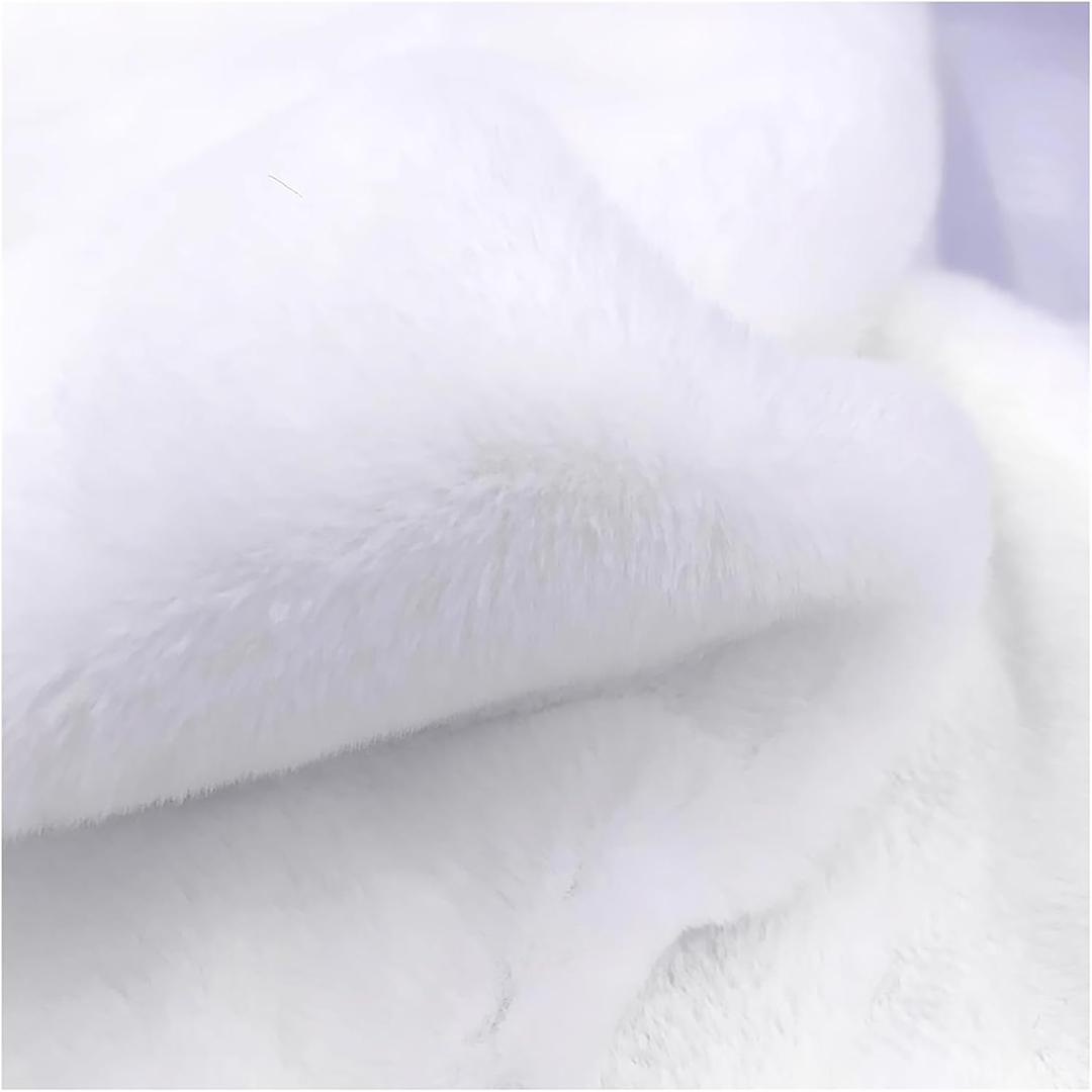 Short Plush Shaggy Faux Fur Fabric Sewing Fabric Supplies Super Soft and Fluffy Luxuriously Cushy for Craft Supply, Wedding Party Christmas Decorati(Size:1.6mx0.5m / (62.99x19.68IN),Color:White)