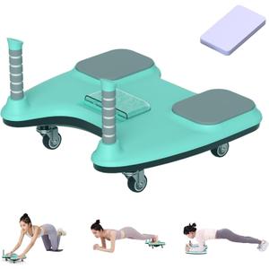 Balance Board for Core Workout, Portable Pure Plank Support with 4 Caster Wheels, Quick Assembly, Convertible into Abdominal Board, Home Fitness Equipment for Full Body Workout (Green)