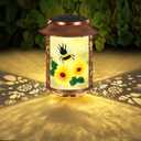 Bees Solar Lanterns Outdoor Waterproof,Birthday Gifts for Women Mom Grandma Garden Decor,Hanging Solar Lights Wall Mount Decorations for Yard,Front Porch,Patio,Lawn Pathway Landscape