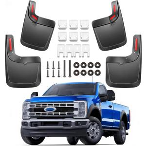 Mud Flaps Splash Guards for Ford F-250 F-350/2017-2024 Front Rear Mudflaps Mud Guard for Trucks 4PCS Set Black OEM Fender Flares No Need to Drill Holes,Easy Install