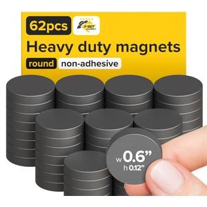 X-bet MAGNET Heavy Duty Magnets for Crafts - Ultra Strong Round Magnets for DIY, Home Space Organization & Decoration - Perfect Size for Whiteboard & Fridge (62 pcs, 0.6x0.12)