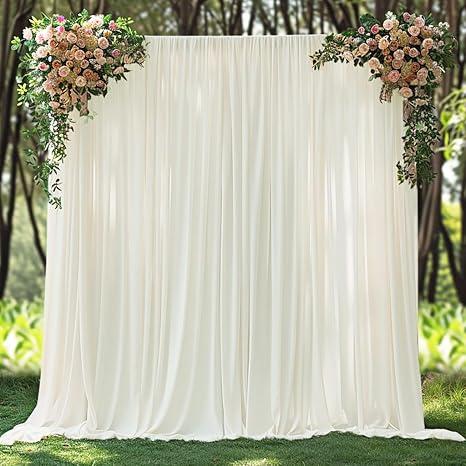 20x10ft Wrinkle Free Ivory Backdrop Curtain for Parties Soft Fabric Drapes Wedding Ivory Curtain Backdrop for Birthday Party Decorations Background for Photography 5x10ft,4 Panels