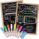 Stondino First Day of School Sign-16"x12"Wooden First and Last Day of School Board Double Sided Chalkboard with 8 Liquid Chalk Markers, Reusable Back to Schools Sign for Kindergarten Preschool