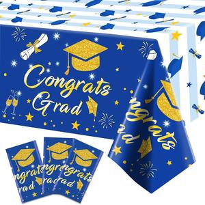 HOUSE OF PARTY 1 Pack 2024 Graduation Tablecloth - 54"x108" Purple Congrats Grad Tablecloths for Graduation Party Decorations 2024 | Graduation Table Covers for Graduation Decorations Class of 2024