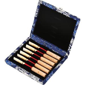 Watris Veiyi Oboe Reed Case, Wooden Silk Cloth Cover Reed Storage Holder Protector Box, Protect Against Moisture, for 6pcs Oboe Reeds