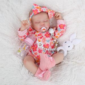 WOOROY Realistic Reborn Baby Dolls Girl - 18-Inch Real Baby Feeling Lifelike Sleeping Newborn Baby Doll Full Body Vinyl Real Life Baby Dolls with Toy Gift Accessories for Kids Age 3+
