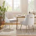 Velvet Dining Chairs Set of 2, Upholstered Dining Chairs with Polished Gold Metal Legs,Farmhouse Kitchen Side Chairs, Vanity Chairs, Accent Chair for Kitchen,Restaurant/Cafe(Beige)