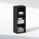 Furinno Reed Closet Organizers and Storage, 3-Tier Closet Organizer, Open Shelf Closet Storage, for Wardrobe, Bedroom, Living Room, Blackwood