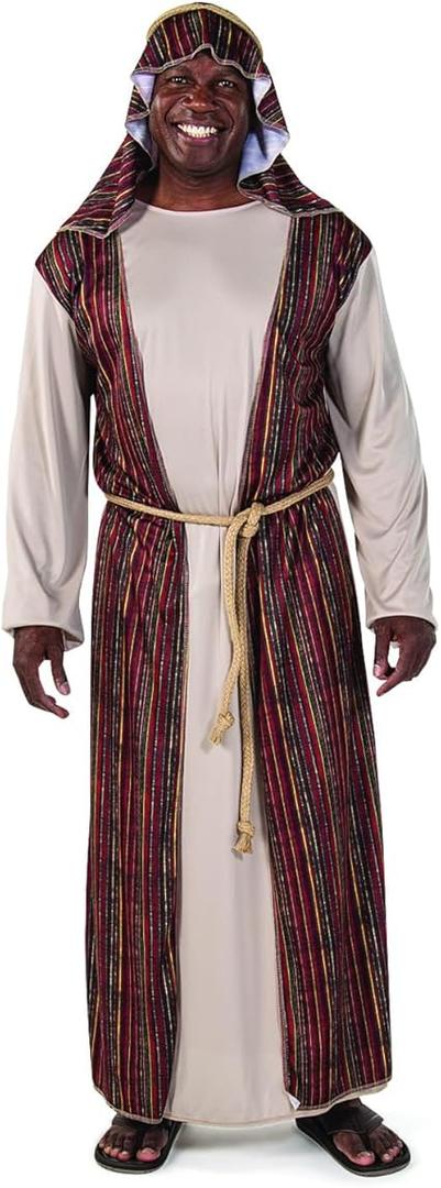Fun Express Men's Deluxe Biblical Costume for Joseph  Premium Brown Tunic Robe Set for Bible Character Plays | Nativity Christmas Pageants, Church Events & Holiday Programs | One Size Fits