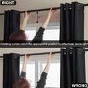 100% Blackout 340 GSM Curtain Panels , Heat and Full light Blocking Drapes with Grommets for Bedroom, Black Thermal Insulated Window Treatment Drapes for Living Room (Black, 2 Panels, 52 x 63 inch)